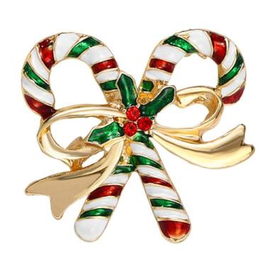 Imagem de Broche de Natal para mulheres, strass de cristal esmaltado, árvore de doces, alfinete de lapela, broches de Natal, acessórios de meia bijuteria de Natal para férias de Natal, Large, Tecido, Sem Pedra