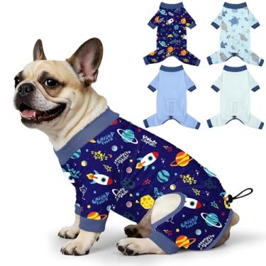 Imagem de Bienbee Pijamas para cães, 4 peças, pijamas macios e elásticos para cães, fantasia para cães pequenos, médios e grandes, meninos e meninas (conjunto de foguetes e animais marinhos) - G