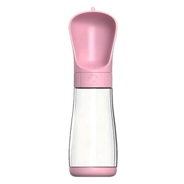 Imagem de Garrafa Bebedouro Portátil para Pets, Plástico Resistente, Rosa, 330ml, Com Trava de Segurança, Design Ergonômico, 23x8x8cm, Para Passeios e Viagens