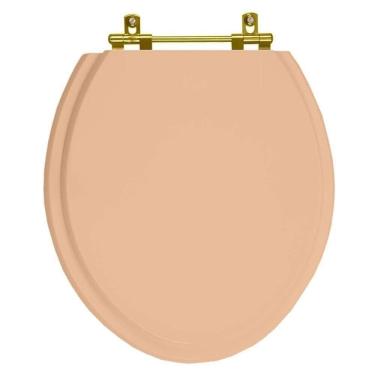 Imagem de Assento Sanitario Poliéster Convencional Oval Pêssego 73 Para Vaso Celite Com Ferragem Dourada