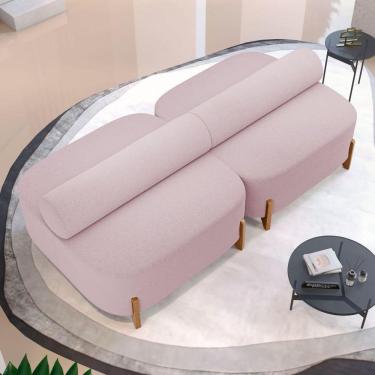 Imagem de Kit 02 Sofás Ilha Orgânico Living Closet Evo 125cm 02 Lugares Bouclê Rosê - Desk Design Rosê
