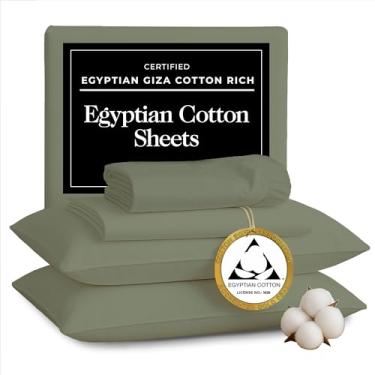 Imagem de TLC NY Lençóis de cetim de algodão egípcio dividido tamanho king - genuíno luxuoso 400 fios - naturalmente crocante, respirável, amigo da pele e refrescante - mais macio após cada lavagem