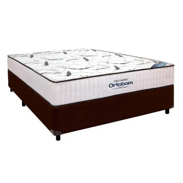 Imagem de Cama Box Azul + Colchão Casal High Foam Ortobom