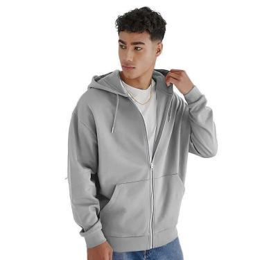 Imagem de Jaqueta Moletom Inverno Zíper Blusa Masculina Com Bolso e Capuz Liso-Masculino