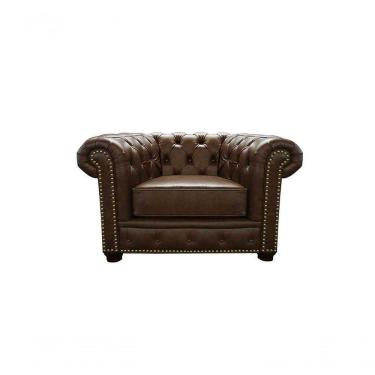Imagem de Poltrona Chesterfield De Couro Marrom Bicolor