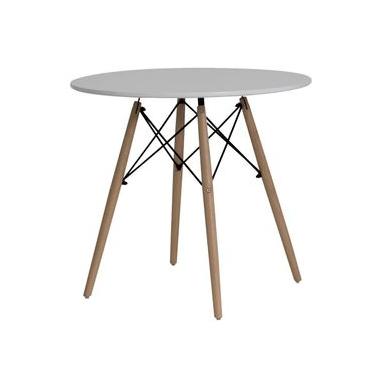Imagem de MESA DE JANTAR REDONDA CHARLES EIFFEL BASE MADEIRA TAMPO 90CM Branco
