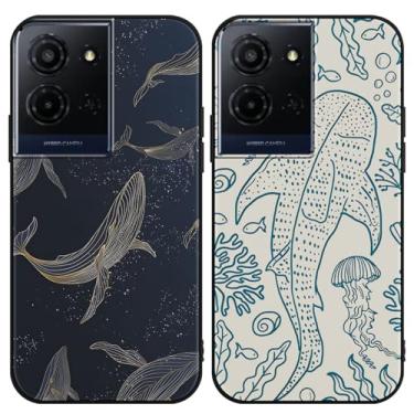 Imagem de Zrutru Pacote com 2 capas de telefone estéticas de verão para TCL K32 5G/K33 2025 17.1 cm, desenho animado bonito tubarão baleia oceano recifes de coral capas padrão água-viva para meninas e mulheres