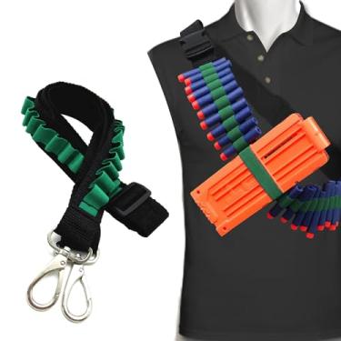 Imagem de WALWAL Elite Tactical Toy Bullet Bandolier, suporte de dardo ajustável de alta capacidade compatível com Nerf Elite Blasters - Acessório de jogo de munição de espuma com corda elástica (apenas
