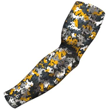 Imagem de B-Driven Sports | Mangas de braço de compressão para homens e mulheres | Proteção contra resfriamento UV | Basquete, beisebol, futebol, ciclismo, jogos, corrida, manga atlética | Protetor contra raios solares | 1 manga, Yellow Digital, 4) Adult XS " 1 sleeve"