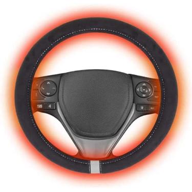 Imagem de Capa de Volante Aquecido 12V Universal para Carro Kit Aquecimento Mãos a Maioria dos Veículos Rápido Acessório Confortável e Macio Dirigir no Inverno