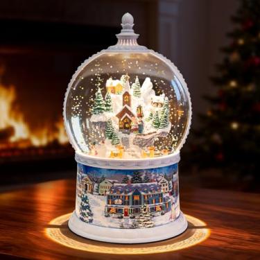 Imagem de Globos de neve de Natal, globo de glitter de tamanho grande, caixa musical com temporizador de 6H com 8 músicas de Natal, presente para crianças