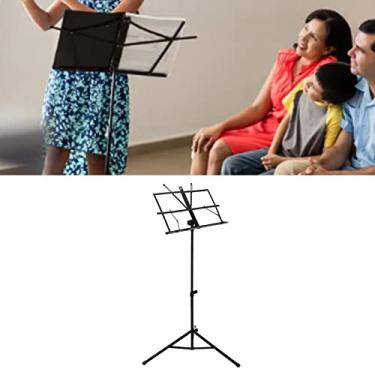 Imagem de SPYMINNPOO Suporte para Partituras Dobrável Com Altura Ajustável e Economia de Espaço Preto, Suporte para Partituras Musicais Estável Com Braçadeira/para Folhas para Prática de Instrumentos, Portátil