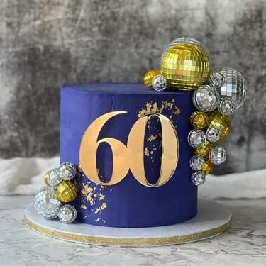 Imagem de Topo de bolo de feliz aniversário de 60 anos, decoração de 60 anos, escolha de bolo de aniversário de 60 anos para decoração de bolo de festa de feliz aniversário de 60 anos