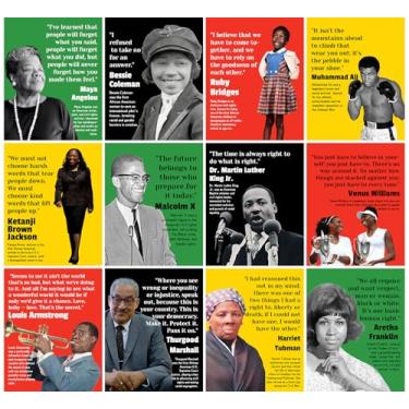 Imagem de Flaircave Pôster do mês da história negra para decoração de sala de aula 12 peças com citações inspiradoras afro-americanas famosas quadros de avisos juneteenth BHM Festival Decor Black History Month