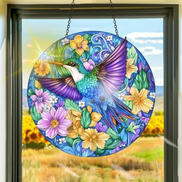 Imagem de Apanhador solar de acrílico colorido, decoração de janela pendurada com apanhadores de sol de beija-flor, arte de parede de criador de arco-íris, para sala de estar, quarto, varanda, decoração de