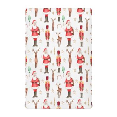 Imagem de Qilmy Lençóis de berço de Papai Noel, lençol com elástico macio e respirável de microfibra para meninos e meninas, miniberço, 99 x 68,5 cm, capa de colchão infantil portátil