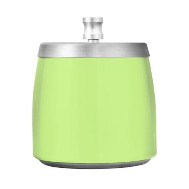 Imagem de Qilmy Cinzeiro de aço inoxidável verde gengibre com tampa - Cinzeiro de cigarro à prova de vento sem cheiro sem fumaça para casa, escritório, carro, pátio, varanda (uso interno e externo)
