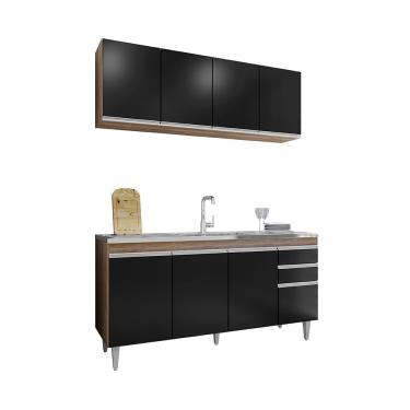 Imagem de Balcão Gabinete Para Pia 160cm 4 Portas Lorena - Ssx Multicoisas Freijó-preto