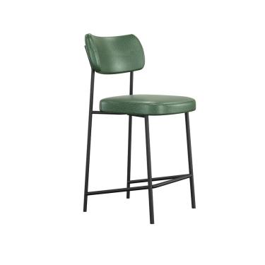 Imagem de Banqueta Média Mona Estrutura Metal Pintura Epóxi Assento Courino Verde SSX Multicoisas