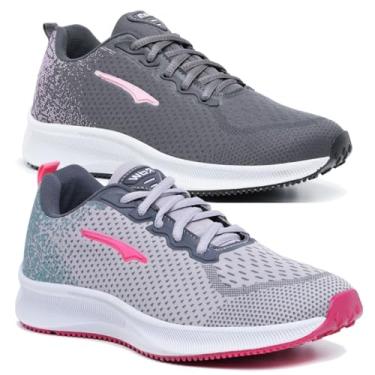 Imagem de Kit 2 Pares Tênis Feminino Caminhada e Academia Corrida Leve Confortavel (Cinza e Grafite, BR, Adulto, Numérico, 38)