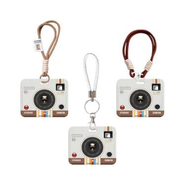 Imagem de Pacote com 3 porta-cartões fotográficos criativos em forma de câmera – capas protetoras transparentes de ônibus, metrô, estudante e cartão de identificação com chaveiro para fãs de Kpop viajantes e