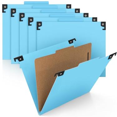 Imagem de Henoyso 10 pastas de classificação suspensas com pinos, 1 divisória tamanho letra, corte 1/3 com ganchos embutidos para arquivos médicos padrão, arquivos de cliente jurídico, relatórios de escritório