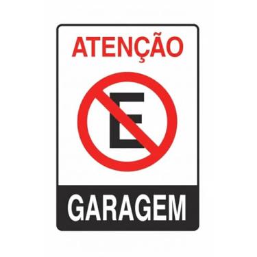 Imagem de Kit 3 Placas de Sinalização, Proibido Estacionar, Garagem, Plástico Preto, 20 x 15 cm