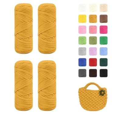 Imagem de Maxee Pacote com 4 fios de camiseta premium (200 g/75 m cada), fio de fita macia para crochê e tricô - cor intensiva e fácil de cuidar