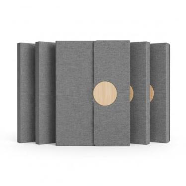 Imagem de Caderno de Anotações Ecológico, Capa em Tecido RPET com Detalhe em Bambu, 80 Folhas Pautadas, Suporte para Caneta, 21x16cm (5, Cinza)