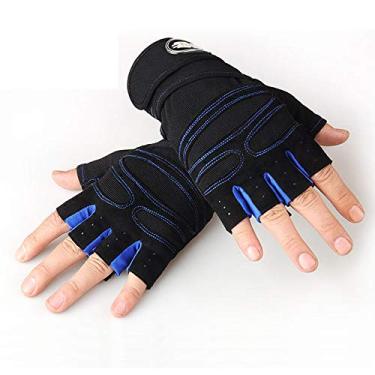 Imagem de (Grande, azul escuro) - Luvas de treino para levantamento de peso, musculacao, ciclismo, ciclismo - Luvas de levantamento de peso de qualidade premium Luvas de ginastica lavaveis para calosidades e protecao contra bolhas para homens e mulheres