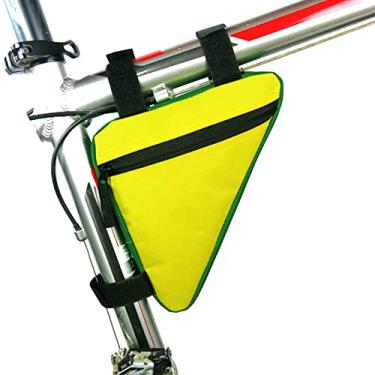 Imagem de Bolsa triangular para bicicleta – Bolsa de armazenamento de bicicleta, bolsa de tubo superior, bolsa triangular, alça para ciclismo de estrada e montanha, bolsa de selim para bicicletas de estrada