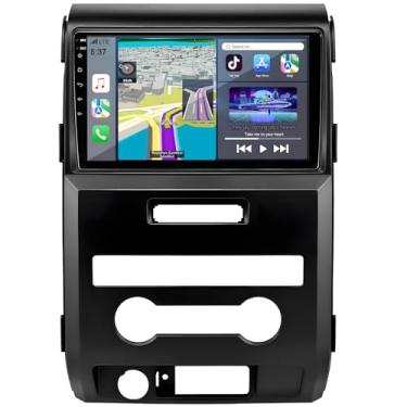 Imagem de Rádio de carro para Ford F150 2009 2010 2011 2012: unidade de 14 cabeças Android sem fio CarPlay Android Auto - tela sensível ao toque estéreo de 9 polegadas com navegação GPS, Bluetooth, WiFi, 2 GB +