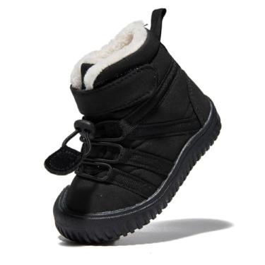 Imagem de Newsonet Botas de neve de inverno para meninos e meninas em clima frio, sapatos de pele sintética (infantil/), 2 - preto, 18-24 Months Toddler
