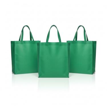 Imagem de Sacola Reutilizável TNT 100gr, Vermelho e Verde, 41x37cm com Alça 30cm, Material Não Tecido (3, Verde)