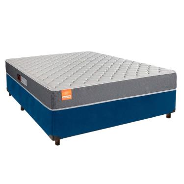 Imagem de Cama + Box Azul e Colchão D23 Casal - Pro Inducol