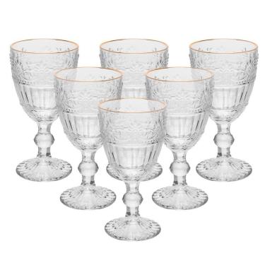 Imagem de Conjunto 6 Taças de Cristal com Fio de Ouro 320ml Mauve Wolff