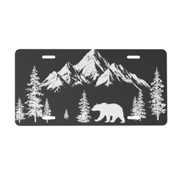 Imagem de Placa de carro Black View Mountain para frente do carro placas de carro metal de alumínio adequado para caminhão, placa de porta de carro, bar, café, acessórios automotivos para homens e mulheres 15 x