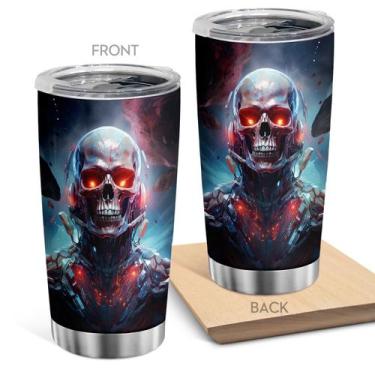 Imagem de Caneca de café Tumbler Oasisdream 600 ml com estampa de caveira