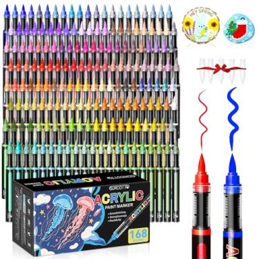 Imagem de Surcotto Marcadores de tinta acrílica, sistema de controle de tinta líquida direta, caneta de tinta profissional para pintura rupestre, tela, vidro, plástico, tecido e artesanato criativo, 168 cores