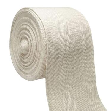 Imagem de PAMIR TONG Fita de sarja de algodão branco natural de 7 cm - Fita de tecido de espinha de peixe multiuso de 10 metros para costura, decoração de casamento, embrulho de presente, estamparia e