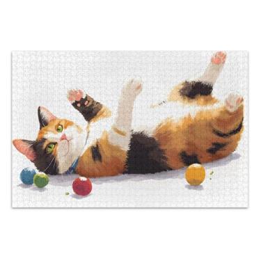 Imagem de Quebra-cabeça para adultos 1000 peças família brinquedo arte personalizada homens presentes únicos gato brincalhão bolas coloridas jogo tecnologia presentes, 75 x 40 centímetros