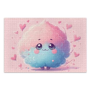 Imagem de Quebra-cabeça adulto 1000 peças bonito desenho animado rosa azul monstro branco elefante festa presentes exclusivo quebra-cabeça jogo de arte, 75 x 40 centímetros