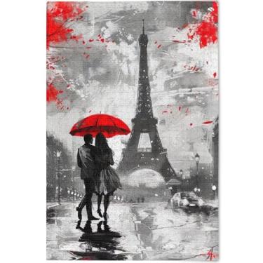 Imagem de Quebra-cabeça de pintura de Paris Eiffel Valentines 500 peças para pintura de animais adultos arte cena natureza quebra-cabeça personalizado engraçado, 52 cm x 37,8 cm