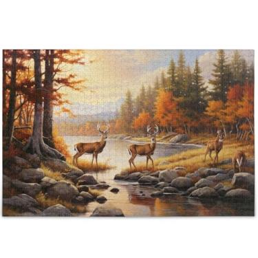 Imagem de Pintura de paisagem personalizada veado quebra-cabeças 500 peças para adultos arte floral animal único brinquedo adulto divertido jogo engraçado presentes tecnológicos, 52 cm x 37,8 cm