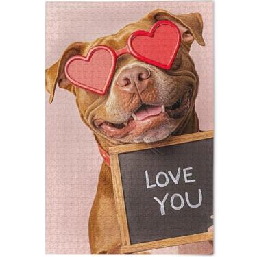 Imagem de Quebra-cabeça de cachorro fofo amor dos namorados 500 peças para adultos arte brinquedo pintura difícil quebra-cabeças personalizado divertido bobo, 52 cm x 37,8 cm