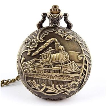 Imagem de Relógio de Bolso trem Maria fumaça cor ouro envelhecido Unissex