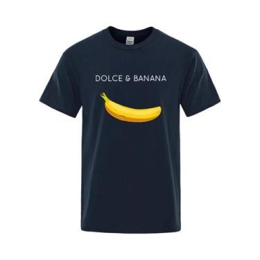 Imagem de Camiseta Masculina De Verão 100% Algodão Com Estampa Engraçada De Bana