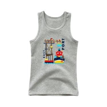 Imagem de Camiseta Sem Mangas De Algodão Para Menino Com Estampa De Barco, Top D