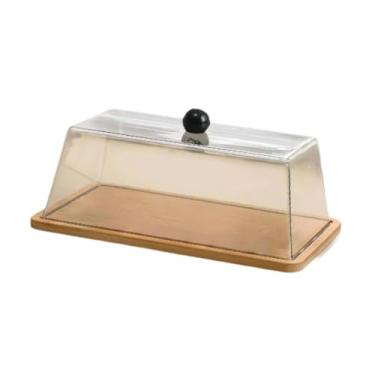 Imagem de Ioensy Prato retangular para bolo com tampa transparente, ideal para cupcakes, S