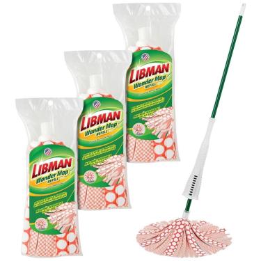Imagem de Kit Mop Esfregão para Limpeza Pesa com 3 Refis Extras Laváveis, Libman